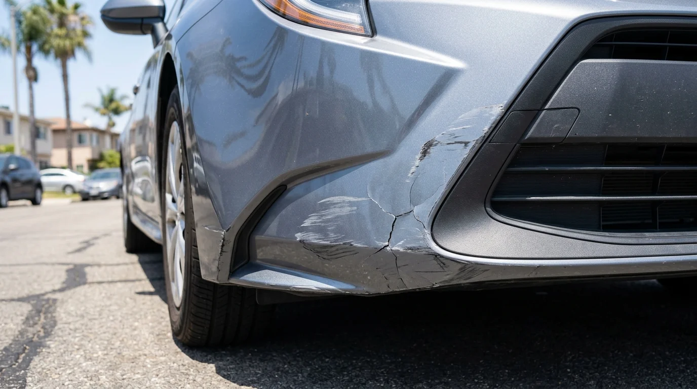 Bumper scuffs and cracks in San Diego