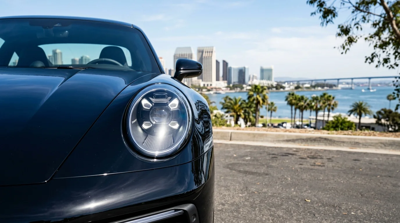 Clear protection film on a clean headlight lens